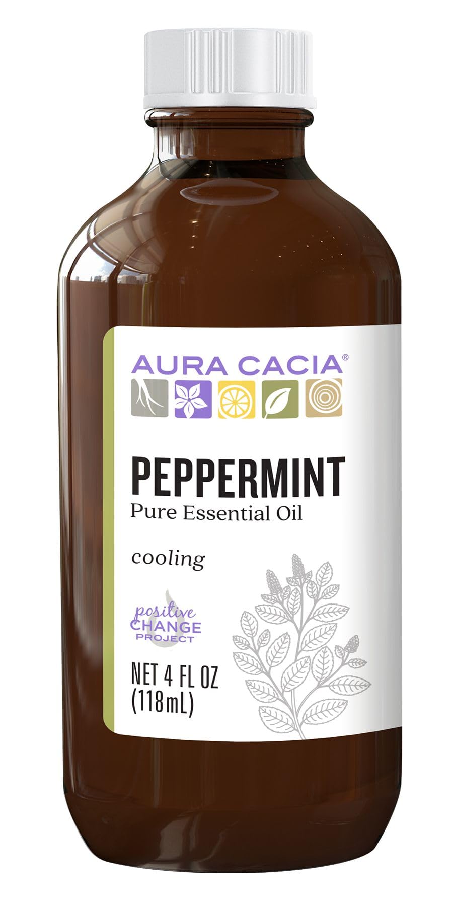 Aura Cacia 100% Pure Peppermint Essential Oil | GC/MS Tested | 4 fl oz | Mentha piperita