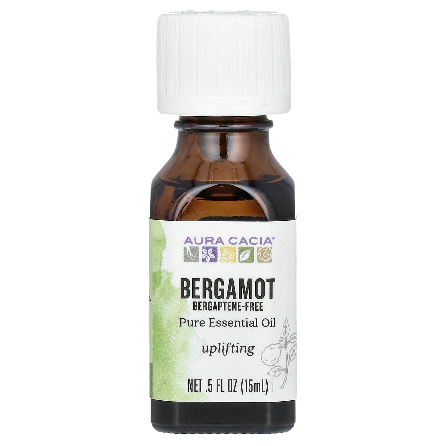 Aura Cacia Bergamot Bergaptene-Free Essential Oil, 0.5 fl oz – Uplifting, 100% Pure