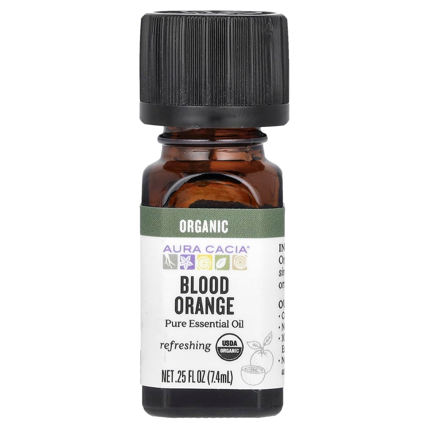 Aura Cacia Organic Blood Orange Essential Oil 0.25 oz – Cold-Pressed from Italian Blood Oranges