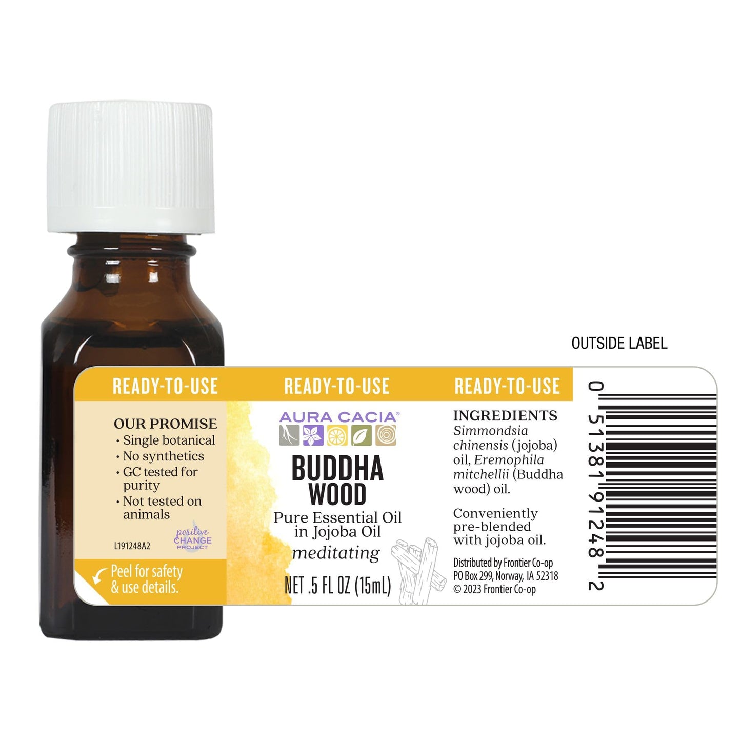 Aura Cacia Buddha Wood Essential Oil in Jojoba Oil | GC/MS Tested for Purity | 0.5 fl oz