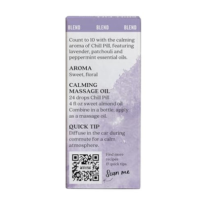 Aura Cacia Chill Pill Essential Oil Blend – 0.5 oz (Lavender, Peppermint, Orange, Basil, Chamomile & Patchouli)