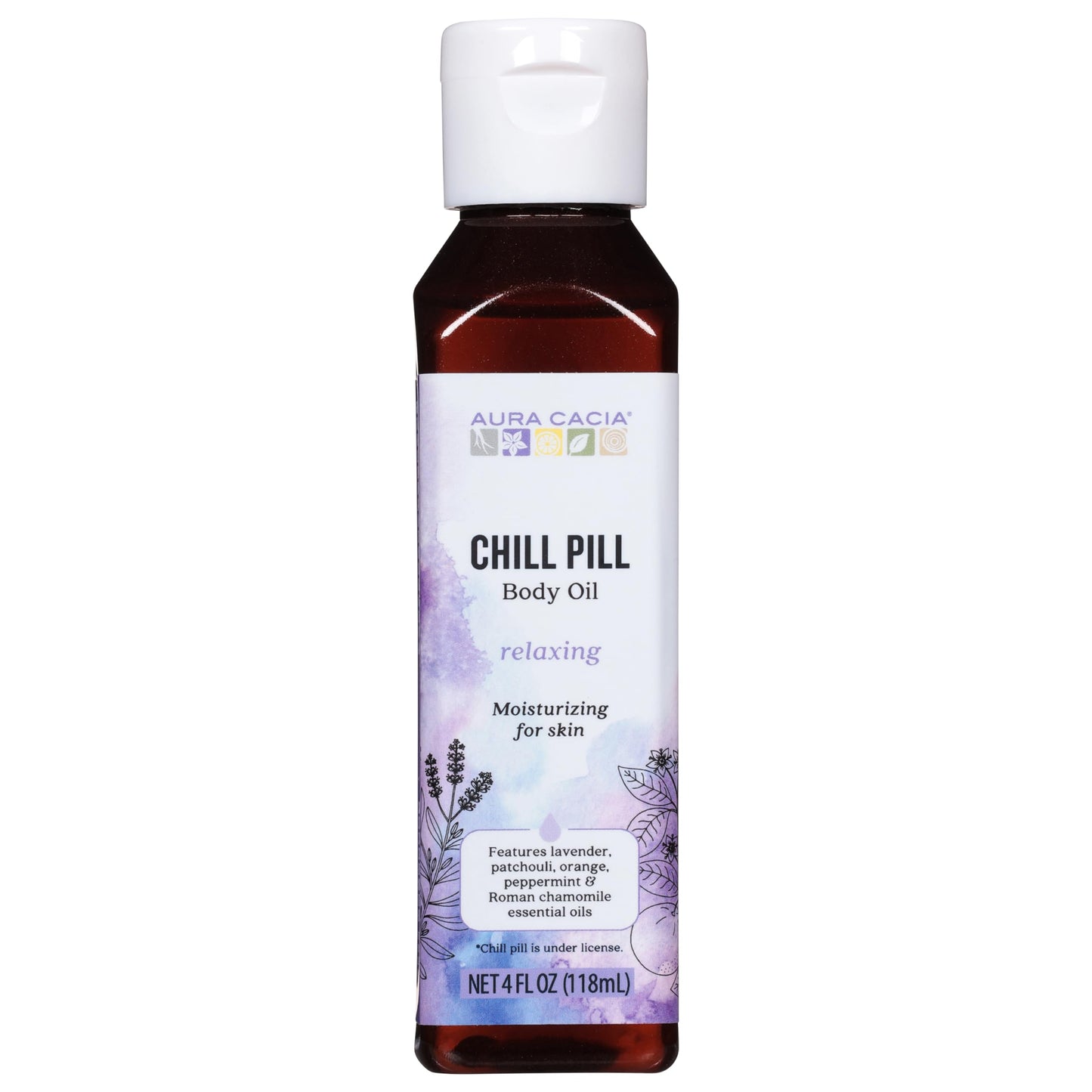 Aura Cacia Chill Pill Body Oil 4 fl oz Liquid – Relaxing Aromas & Moisturizer