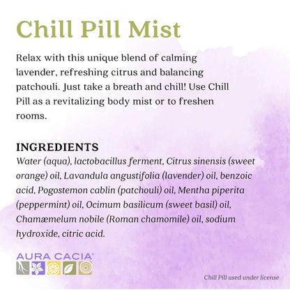 Aura Cacia Chill Pill Mist – Pure Essential Oils, 2 fl oz