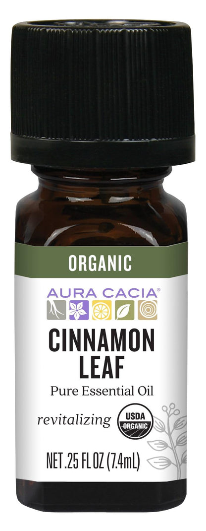Aura Cacia Organic Cinnamon Leaf Essential Oil, 0.25 oz | Organic Cinnamon Leaf Oil