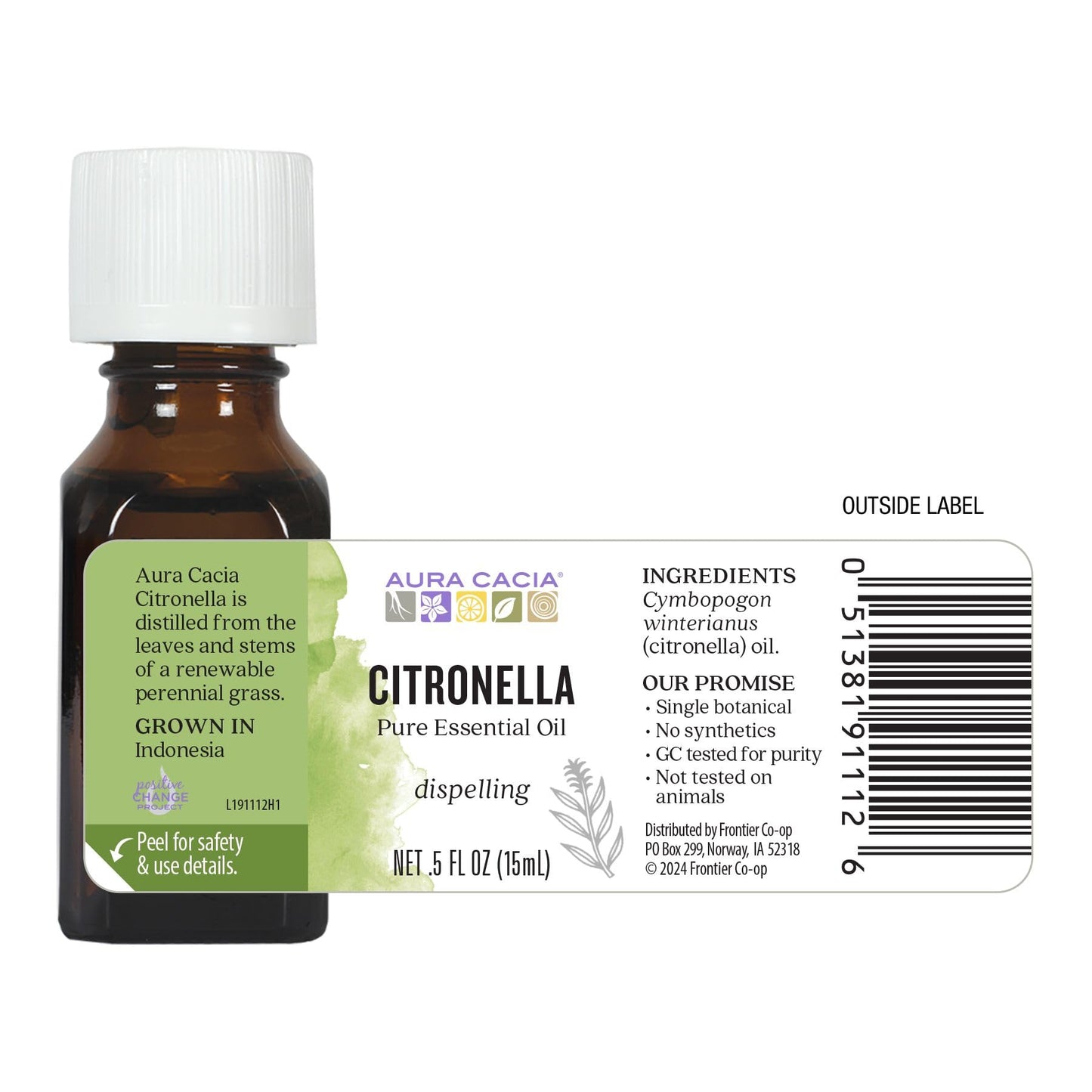 Aura Cacia Pure Essential Oil Citronella Java 0.5 oz – 6 Per Case