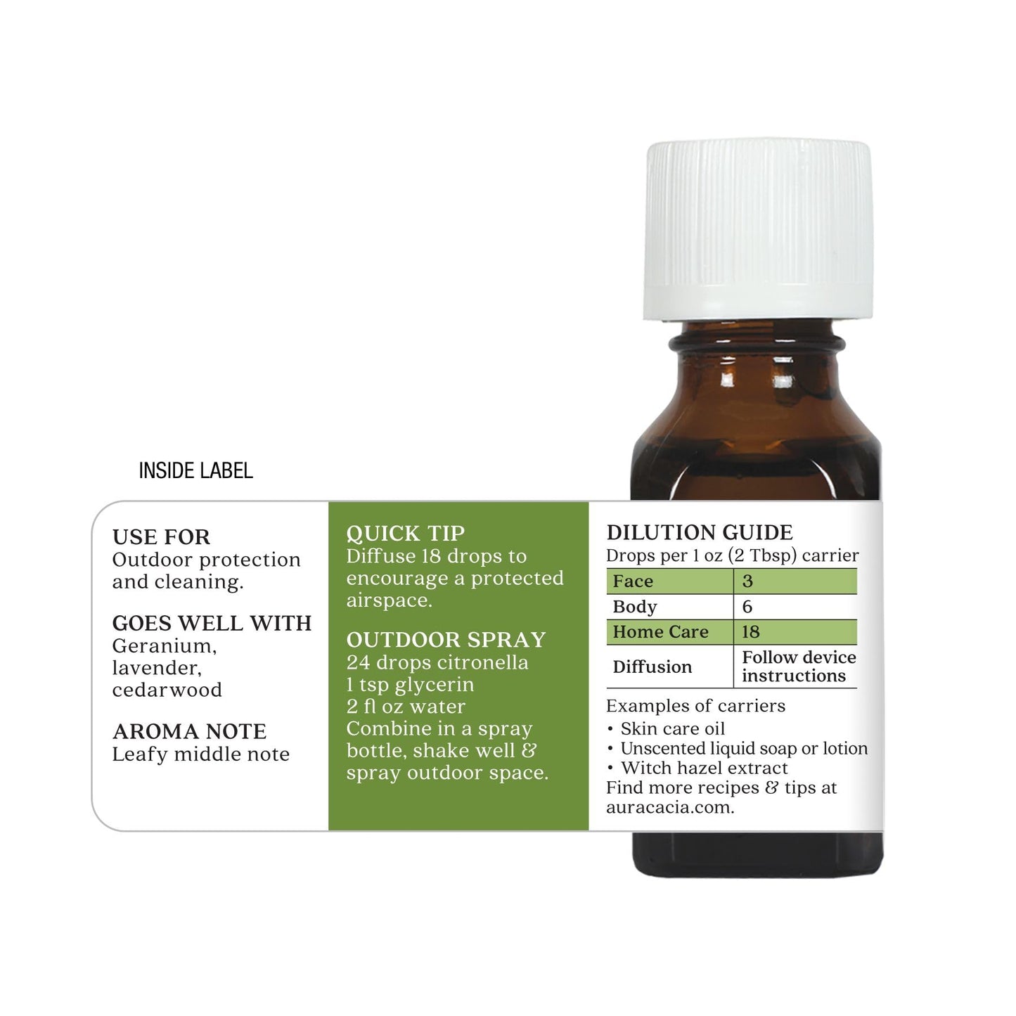 Aura Cacia Pure Essential Oil Citronella Java 0.5 oz – 6 Per Case
