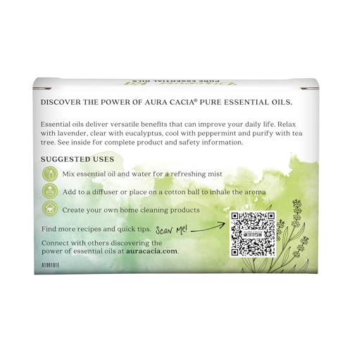 Aura Cacia Discover Essential Oils Kit – 4-Pack Starter Set (Lavender, Eucalyptus, Peppermint & Tea Tree)
