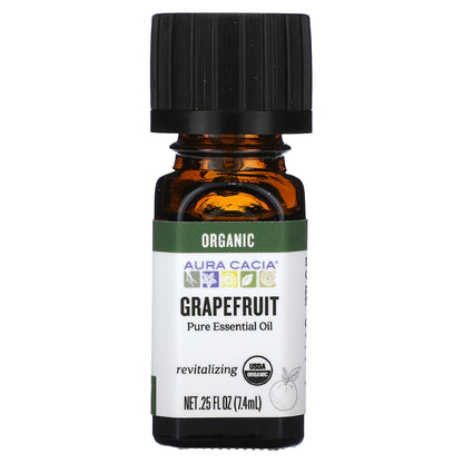 Aura Cacia Grapefruit Essential Oil – 100% Pure, Certified Organic, GC/MS Tested | 7.4 ml