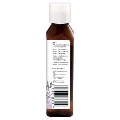 Aura Cacia Body Oil – Relaxing Lavender (4 oz) | Soothing Massage & Bath Oil