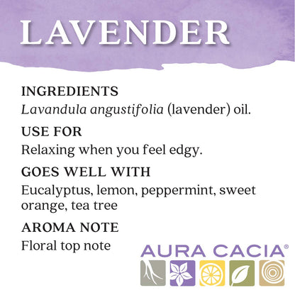 Aura Cacia 100% Pure Lavender Essential Oil – GC/MS Tested for Purity | 60 ml