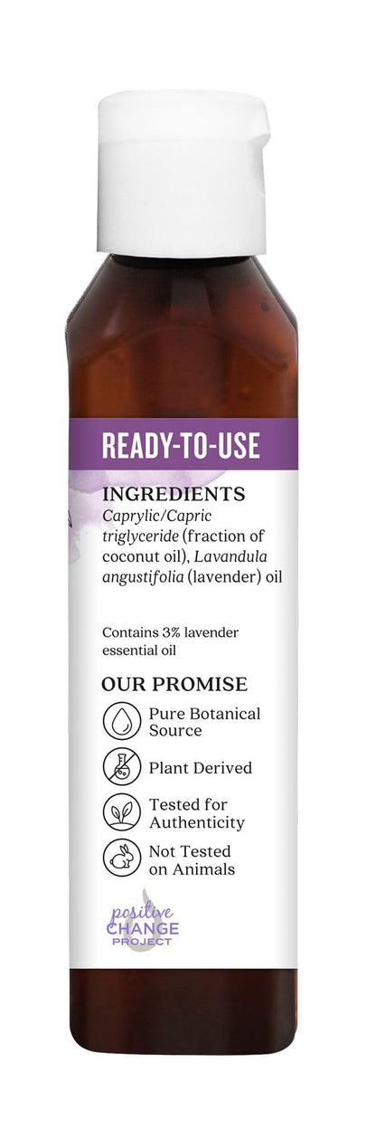 Aura Cacia Lavender Essential Oil in Fractionated Coconut Oil - 4 oz | GC/MS Tested for Purity
