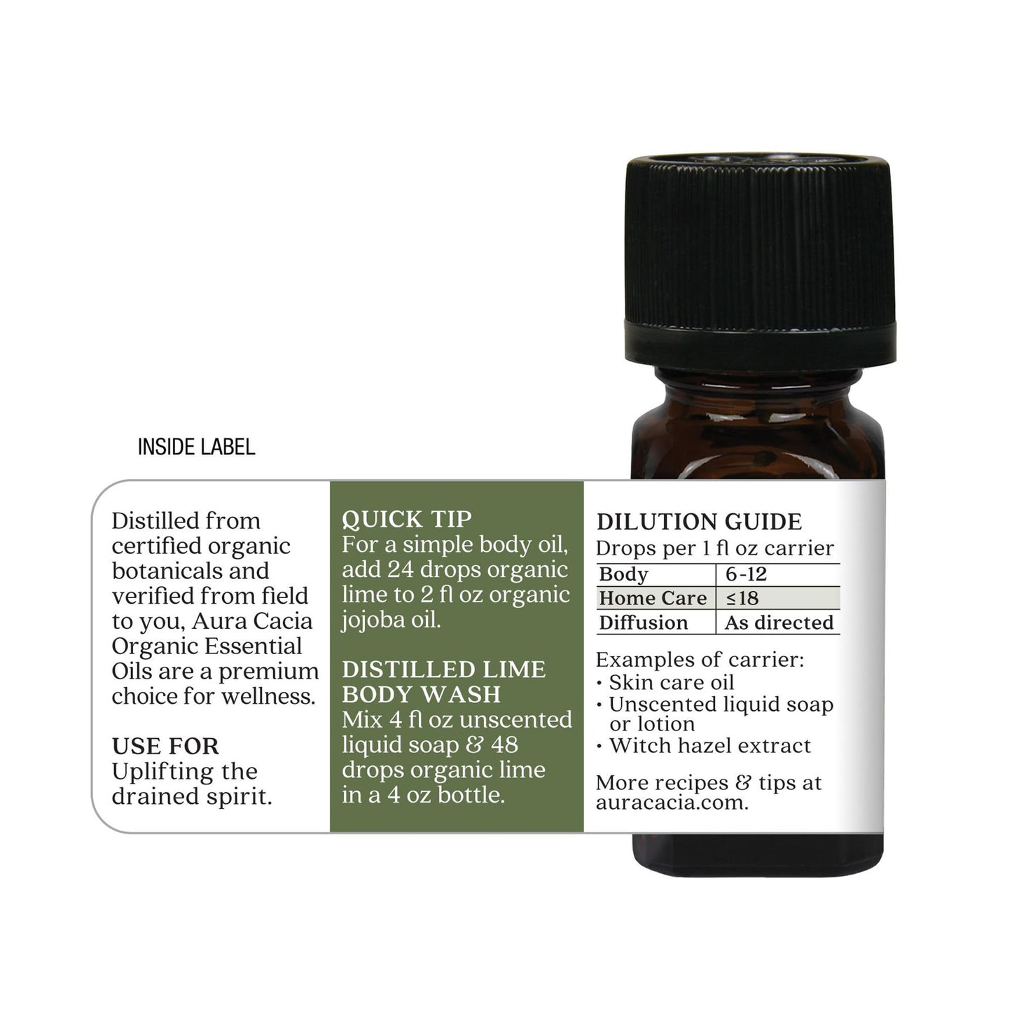 Aura Cacia Organic Distilled Lime Essential Oil – 0.25 fl oz | Aromatherapy & DIY Skincare