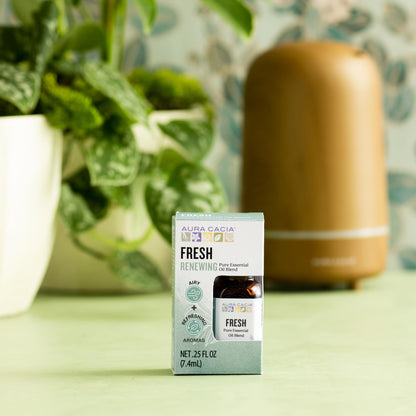 Aura Cacia Fresh Essential Oil Blend – 0.25 fl oz Boxed | Light Aroma, No Synthetic Fragrances