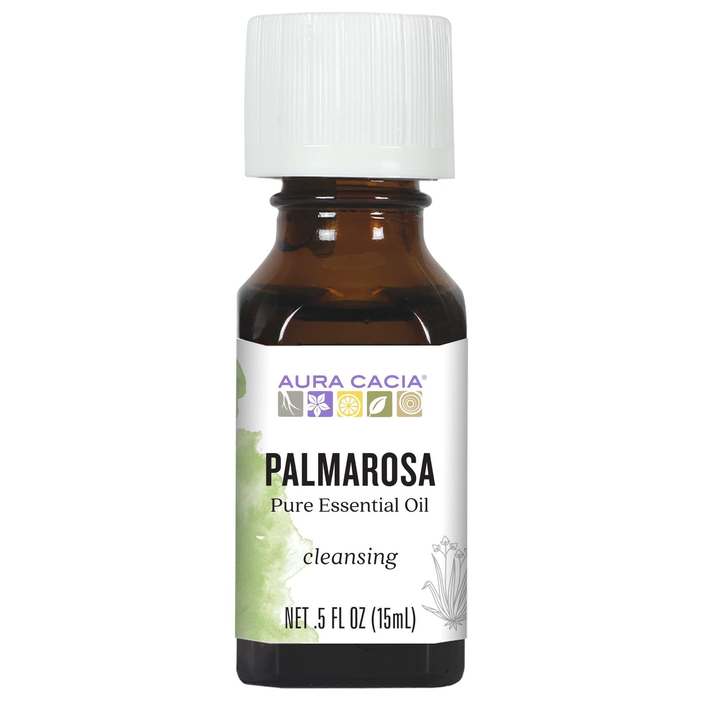 Aura Cacia Palmarosa Essential Oil 100% Pure Cymbopogon martinii – Diffuser, Skincare & Home Cleaning | 0.5 Fl Oz (Pack of 1)