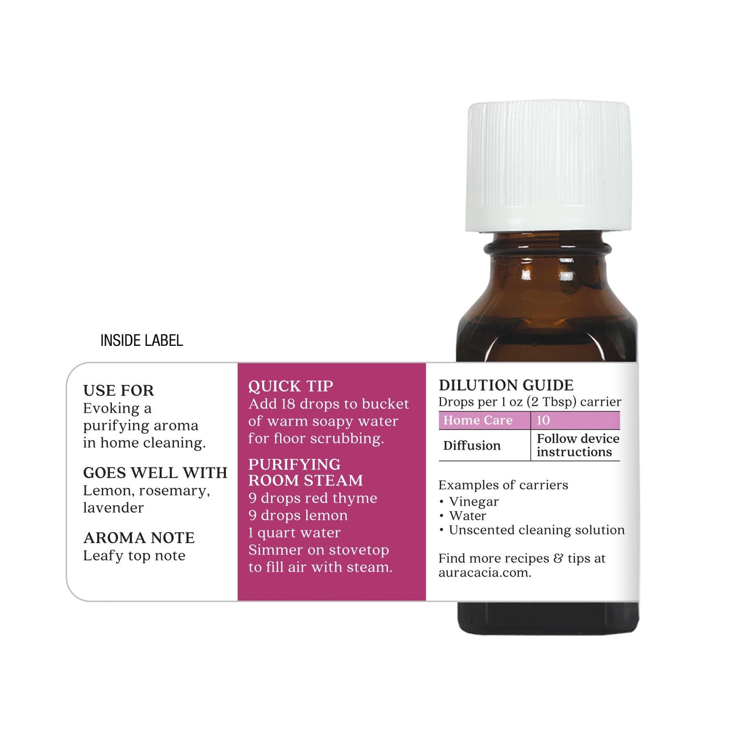 Aura Cacia Red Thyme Essential Oil – GC/MS Tested for Purity – 15ml (0.5 fl oz)