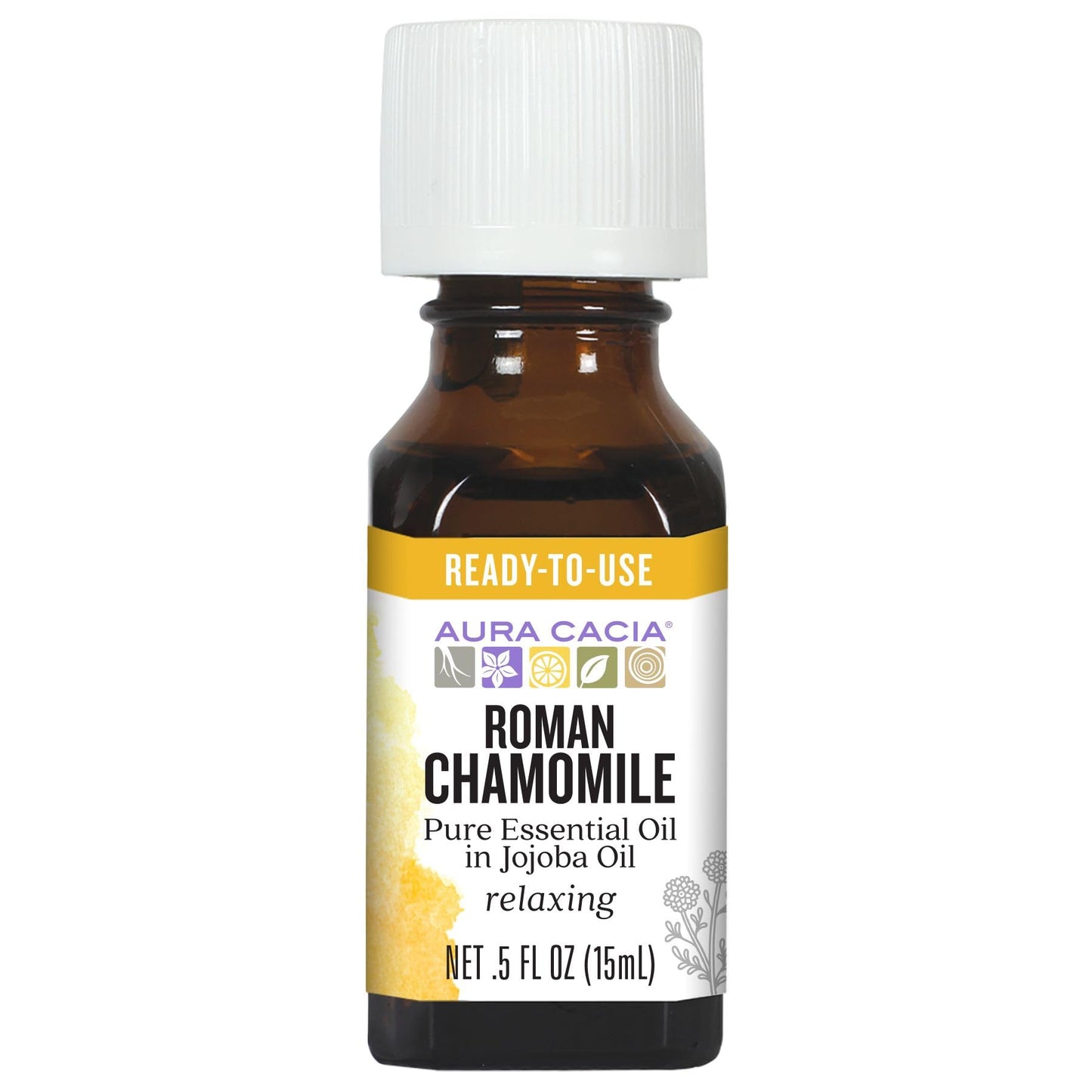 Aura Cacia Roman Chamomile in Jojoba Oil – 100% Pure Therapeutic Grade, 15ml