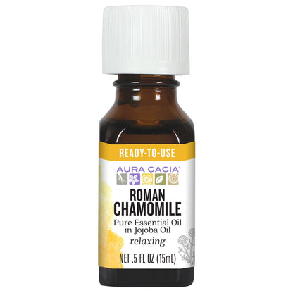 Aura Cacia Roman Chamomile in Jojoba Oil – 100% Pure Therapeutic Grade, 15ml