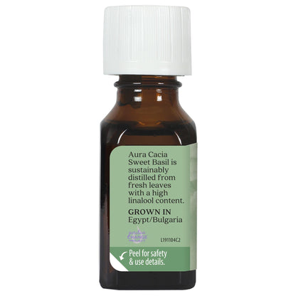 Aura Cacia Sweet Basil Essential Oil - 100% Pure Ocimum Basilicum, 0.5 fl oz
