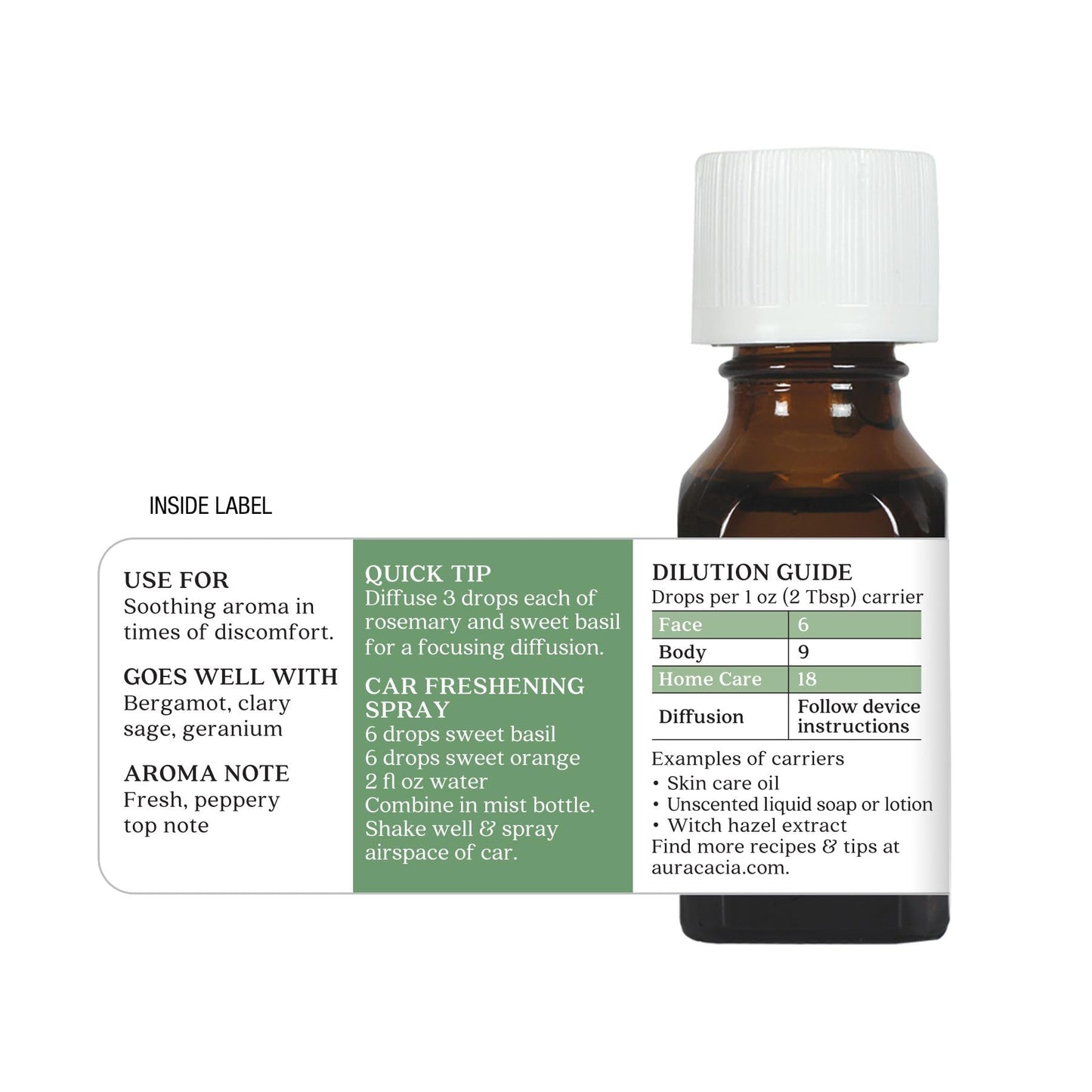 Aura Cacia Sweet Basil Essential Oil - 100% Pure Ocimum Basilicum, 0.5 fl oz