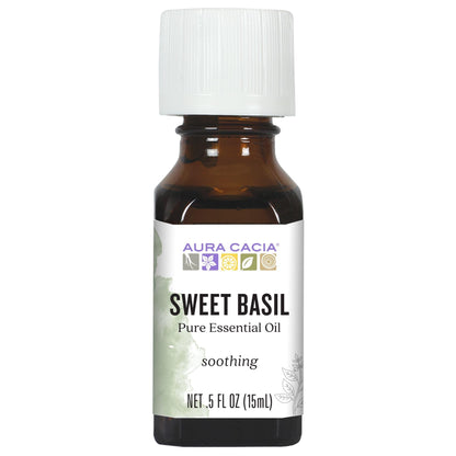 Aura Cacia Sweet Basil Essential Oil - 100% Pure Ocimum Basilicum, 0.5 fl oz