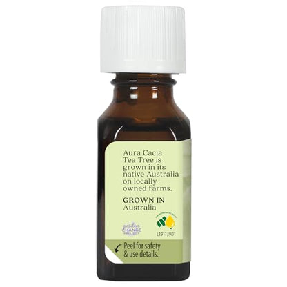 Aura Cacia 100% Pure Tea Tree Essential Oil – 15 ml (0.5 fl oz) | GC/MS Tested for Purity | Melaleuca alternifolia