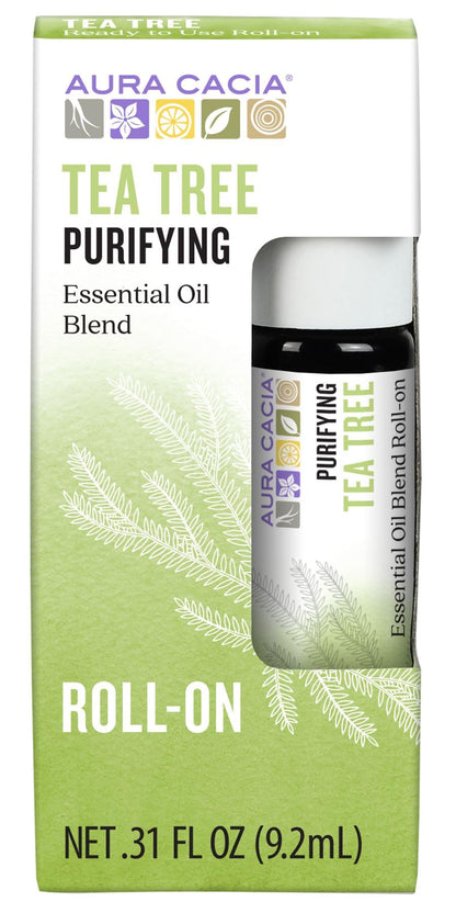 Aura Cacia Tea Tree Roll-On 0.31 fl oz – Pure Essential Oils for Skin Purification