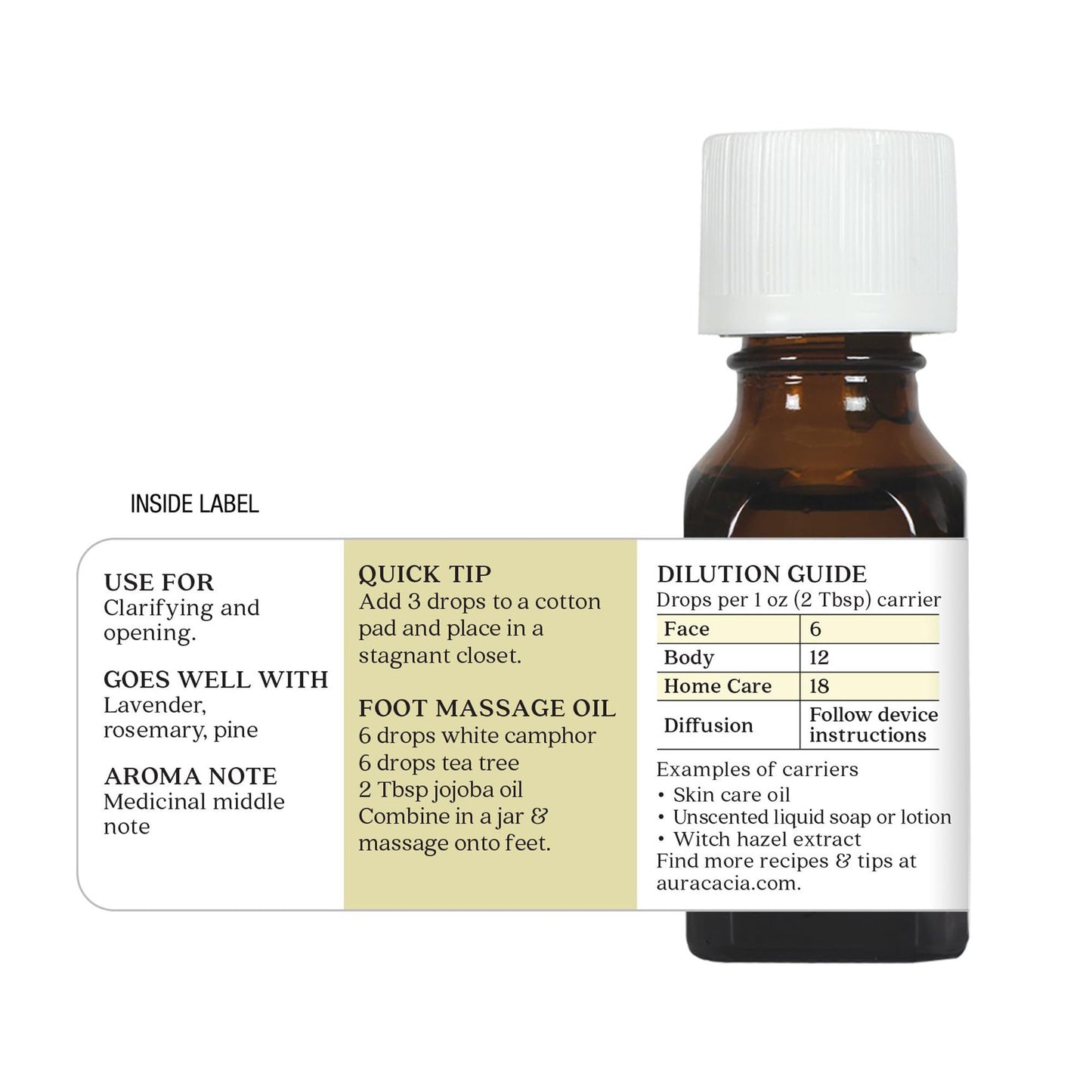 Aura Cacia 100% Pure Essential Clarifying Oil - White Camphor, 0.5 oz