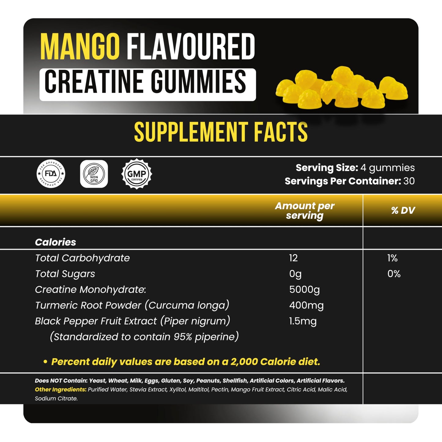 aura HK Creatine Monohydrate Gummies 5000mg 120 Count Sugar Free for Men & Women - Mango Flavor Vegan Creatine Supplement for Muscle Strength, Energy, Endurance & Workout Gummies