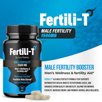 Fertili-T by Aura Vitamins – Male Fertility Support, 1500 mg, 90 Capsules