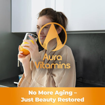 AURA VITAMINS Hydrolyzed Collagen Powder Supplement for Hair, Skin, Nails, Bones & Joints | Grass-Fed Collagen Peptides 200gr