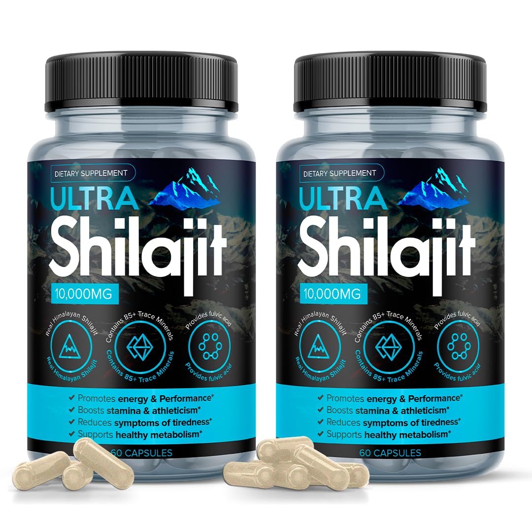 AURA VITAMINS Ultra Shilajit Supplement 10,000mg | 60 Caps | Premium Grade Shilajit Extract for Energy, Vitality & Immune Support