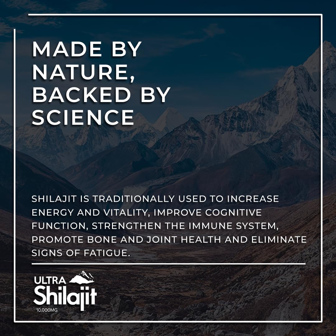 AURA VITAMINS Ultra Shilajit Supplement 10,000mg | 60 Caps | Premium Grade Shilajit Extract for Energy, Vitality & Immune Support