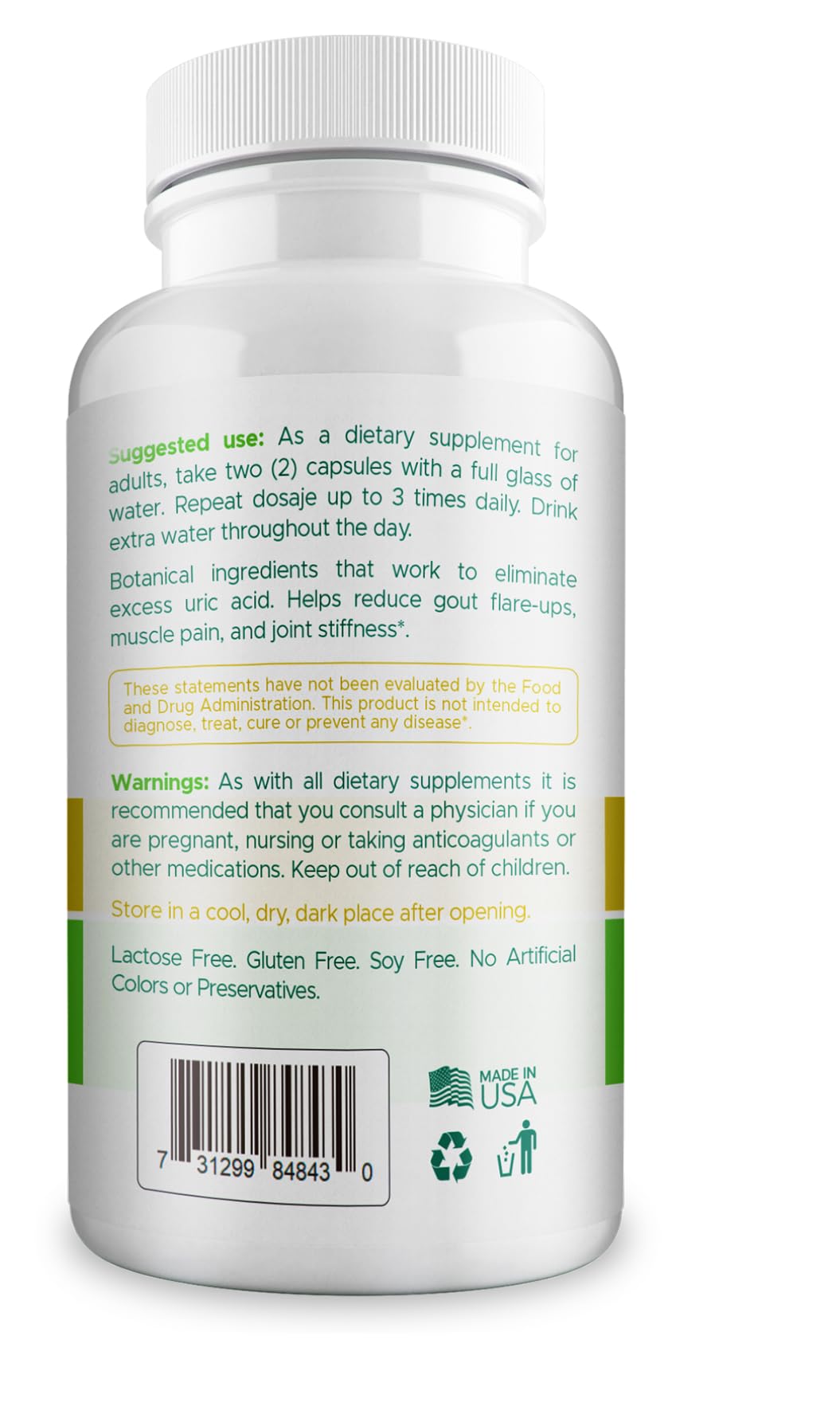 Vitatonic Uric Acid Balancing Aid – AURA VITAMINS | Joint Care Detox for Men & Women | Gluten-Free, GMO-Free | 60 Capsules