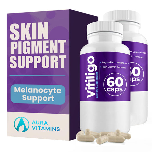 AURA VITAMINS Vitiligo Capsules – 60 Count | 1 Month Supply for Skin Pigmentation Support BritishVita | Premium UK Vitamins & Wellness Supplements