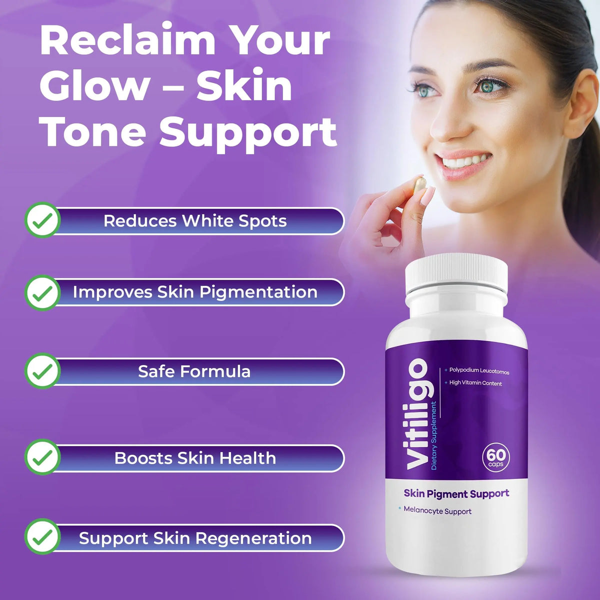 AURA VITAMINS Vitiligo Capsules – 60 Count | 1 Month Supply for Skin Pigmentation Support BritishVita | Premium UK Vitamins & Wellness Supplements