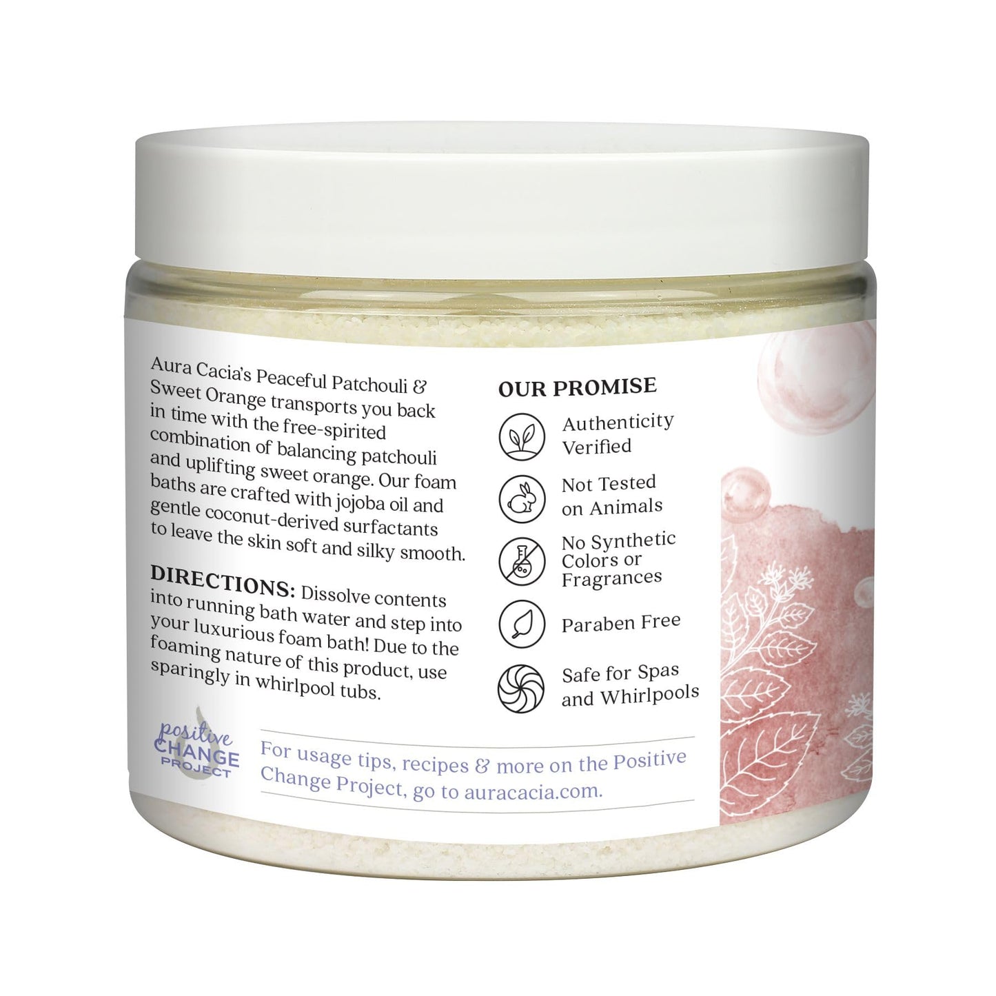 Aura Cacia Aromatherapy Foam Bath Peaceful Patchouli and Sweet Orange | 14 oz