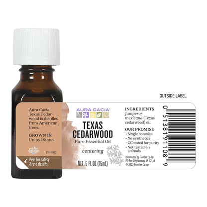 Aura Cacia Texas Cedarwood Essential Oil – 0.5 fl oz, 100% Pure Juniperus Mexicana