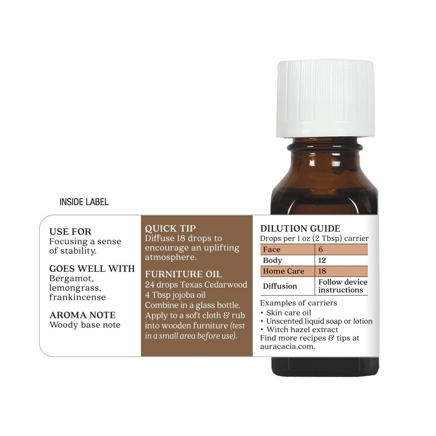 Aura Cacia Texas Cedarwood Essential Oil – 0.5 fl oz, 100% Pure Juniperus Mexicana