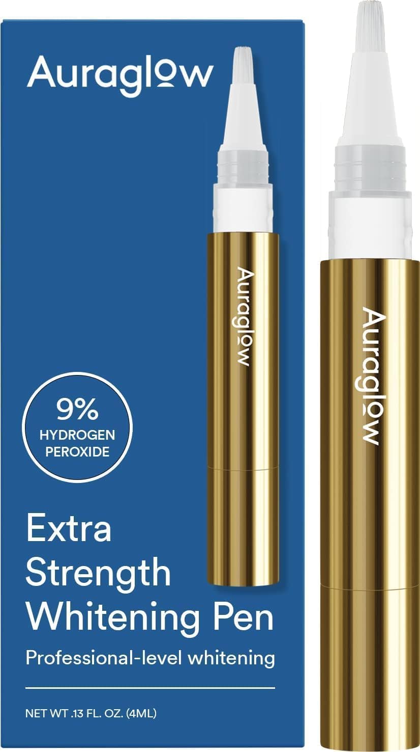 Auraglow Extra Strength Teeth Whitening Pen – 9% Hydrogen Peroxide, 40+ Treatments