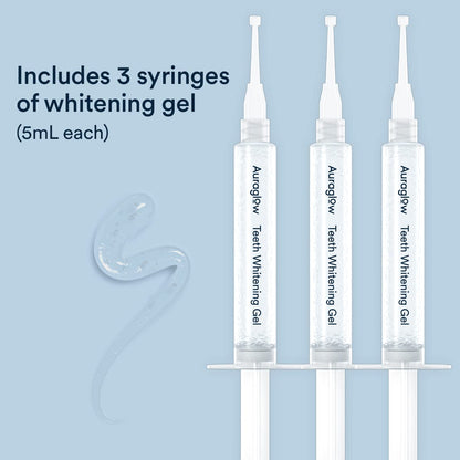 Auraglow 44% Teeth Whitening Gel Syringe Refill Pack - 3x5ml, 44% Carbamide Peroxide, 30 Treatments