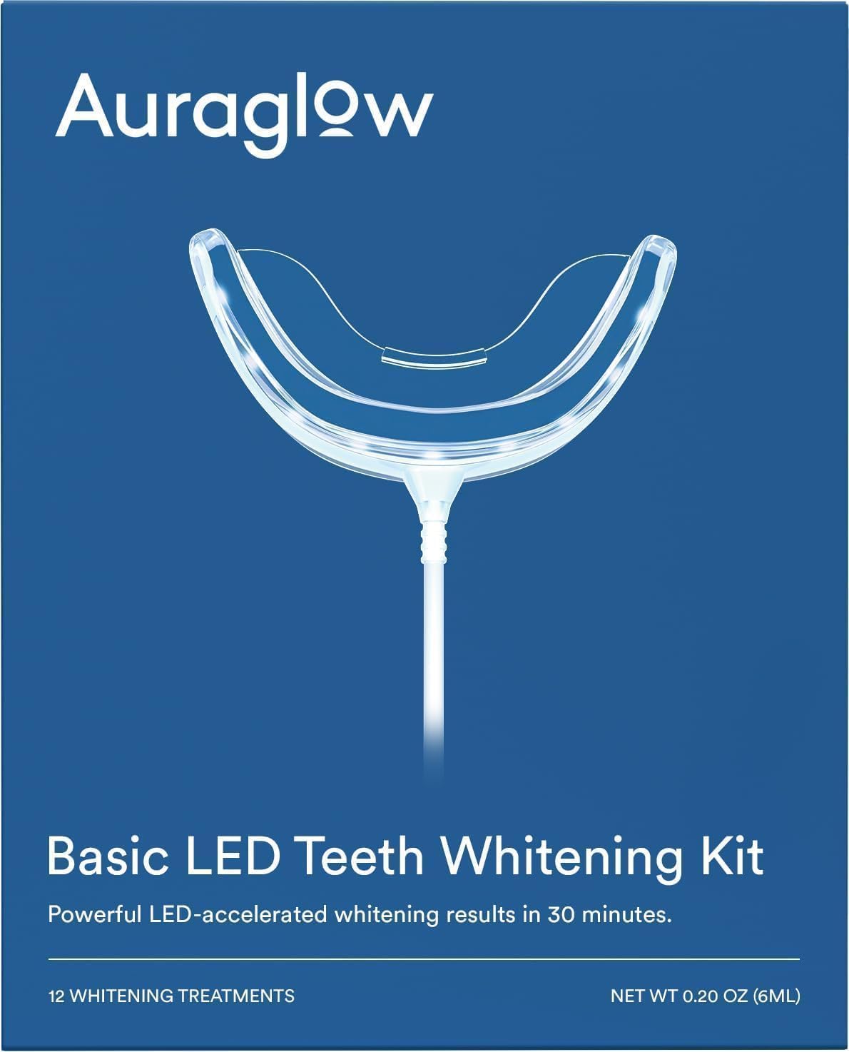Auraglow Teeth Whitening Kit – Wired LED Accelerator Light, 35% Carbamide Peroxide, 12 Treatments, Whitens Up to 10 Shades in 7 Days