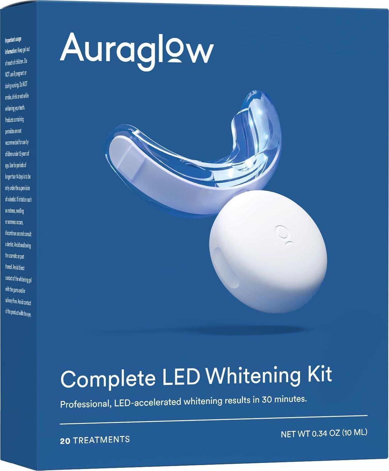 Auraglow Teeth Whitening Kit with LED Light – 35% Carbamide Peroxide, 20 Treatments