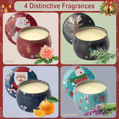 Auralome Christmas Scented Candles Gift Set - 4x4.4oz Soy Wax