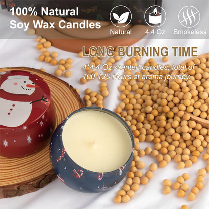 Auralome Christmas Scented Candles Gift Set - 4x4.4oz Soy Wax