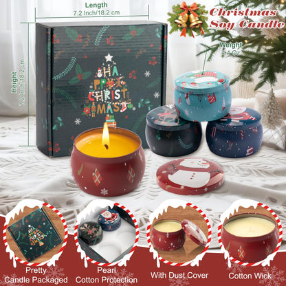Auralome Christmas Scented Candles Gift Set - 4x4.4oz Soy Wax