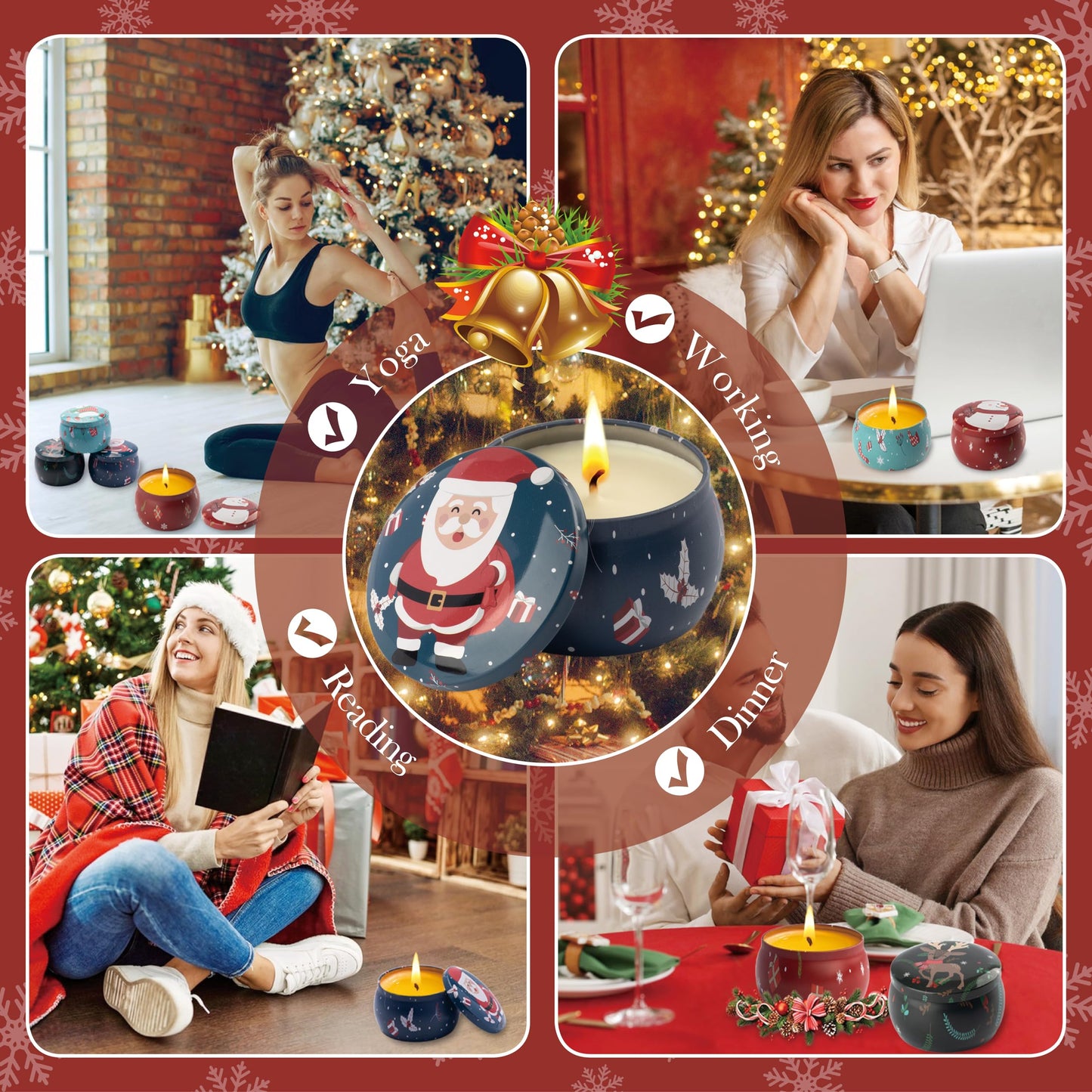 Auralome Christmas Scented Candles Gift Set - 4x4.4oz Soy Wax