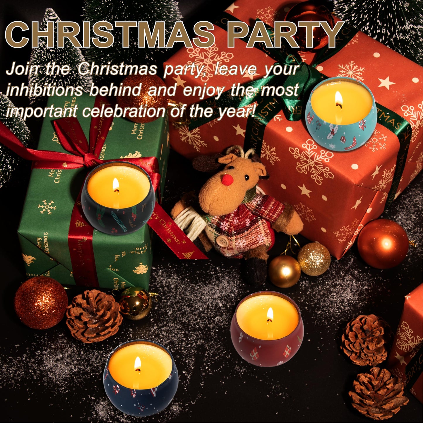 Auralome Christmas Scented Candles Gift Set - 4x4.4oz Soy Wax