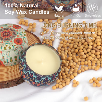 Auralome Scented Candles Gift Set – 4x 4.4oz Soy Wax Aromatherapy Candles