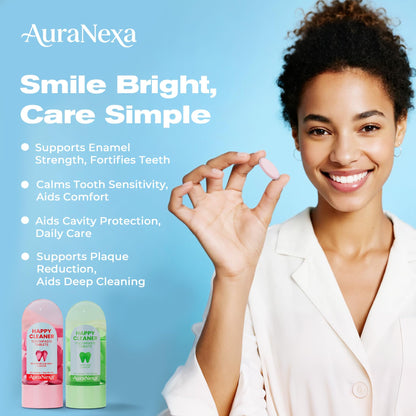 Auranexa Happy Cleaner Toothpaste Tablets – Mixed Pack (Watermelon Mint & Mint Lime) Fluoride-Free Nano Hydroxyapatite