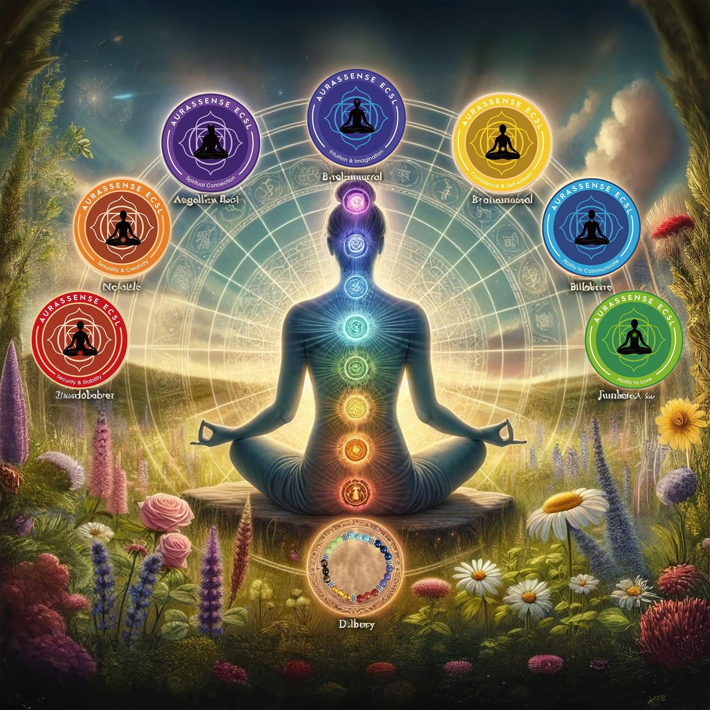 AurassenseECSL Seven Chakra Candles Gift Set with Crystals & Bracelet